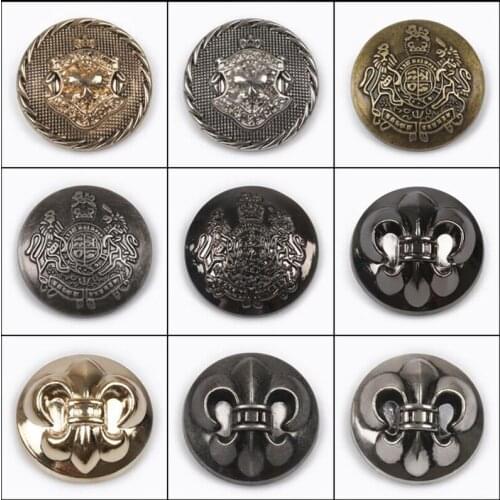 25 mm Dia. Metal Buttons for Clothing Alloy Gold/Silver Plated Vintage Windbreaker Jacket Buttons DIY Sewing Supplies 100 pcs