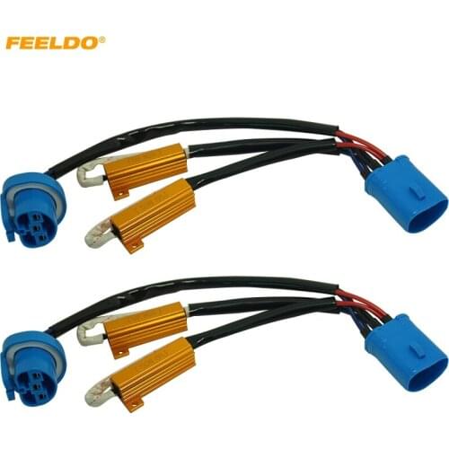 FEELDO 2Pcs 9007 HID Conversion Kit Error Free Load Resistors Wiring Harness Adapters LED Decoder LED Warning Canceller #AM5332