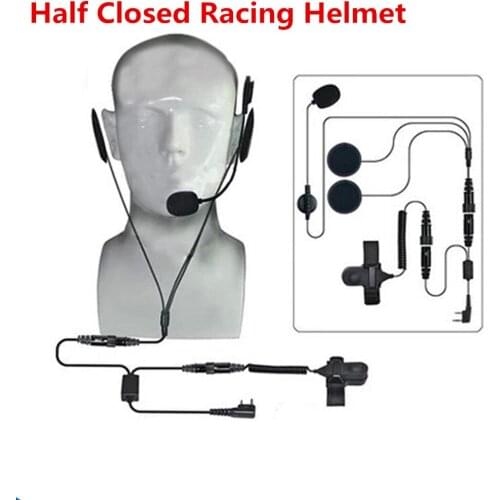 2PCS/LOT 2 Pin Half Face Helmet Headset Earphone K/M Plug Good Quality for Kenwood/Baofeng/Wouxun Walkie Talkie/Two Way Radio