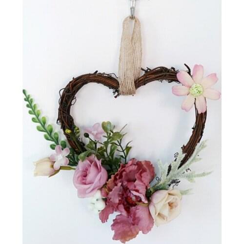 Heart Shape Garland Rattan Wedding Decor Accessories Artificial Flowers Nordic Room Door Garland guirnalda navidad T362