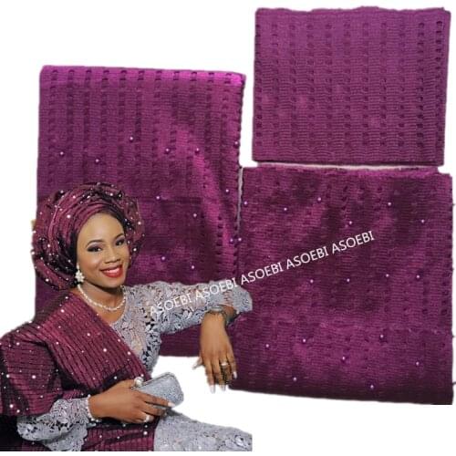 Orange Color Beaded Aso Oke Headtie High Quality Nigerian Gele Headtie Aso Oke With Beads To Wear For Lady 40