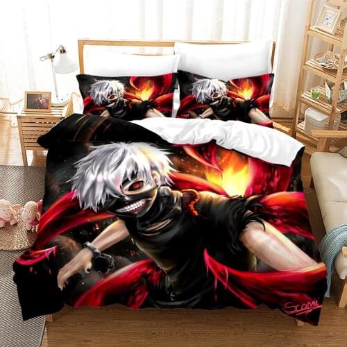 Tokyo Ghoul Kaneki Ken 3PCS Duvet Cover Sets Cartoon Bedding Set Sheet Children Room Bed Sheet Pillow Case