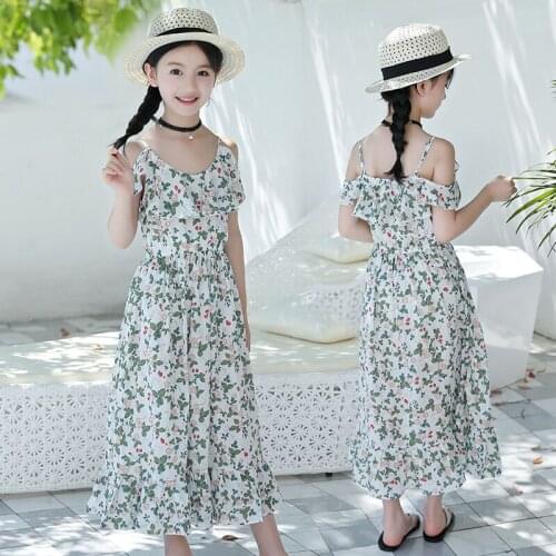 2019 Fashion Summer Dresses Trend Bohemia Dress Girl Beach Sling Strapless Floral Mid-calf Dress