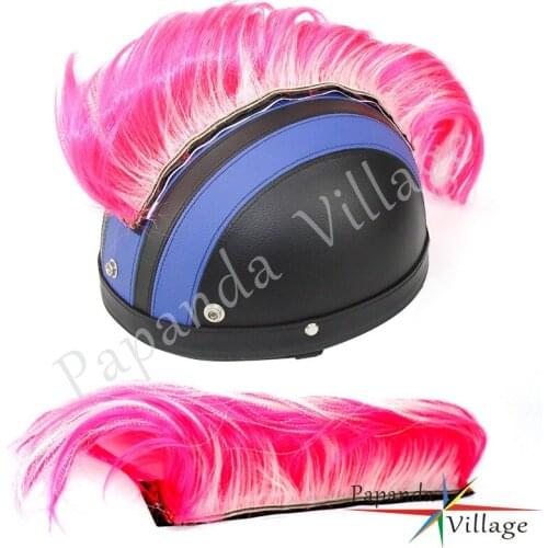Pink White Motorcycle Helmet Mohawks Punk Style Motocross Outdoor Racing Bike Skateboard ATV Helmet Hair Feather Decoration