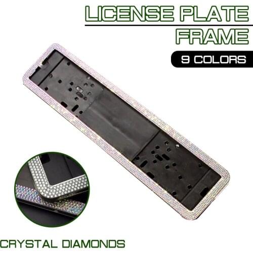1 set Number License Plate Frame Holder Russian Car License Plate Frame Stainless Steel Crystal Diamonds European German