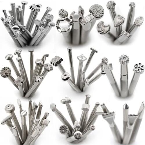 Combination Leather Stamp Tool Kit for Leathercraft Hand Working Patterns Design Stamping Set Carving Patterns Handmade Printing