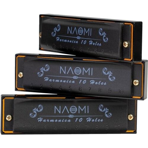 NAOMI 3pcs Hoodoo Blues Harmonicas C, D, G Key Harmonica Set 10 Holes with Zippered Carrying Case