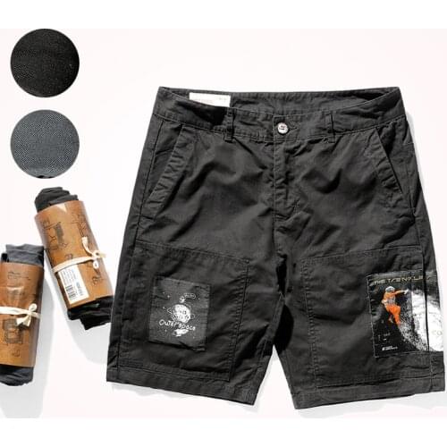 2021 Summer New Woven Patchwork Tooling Shorts Mens Fashion Zipper Pocket Washed Old Straight Casual Sports Knee Length Pants