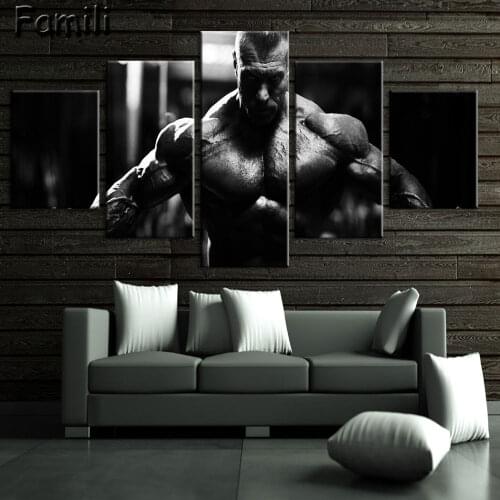 5pcs Superstar Fitness bodybuilding Poster Fabric Silk Black And White Poster Print Great Pictures On The Wall