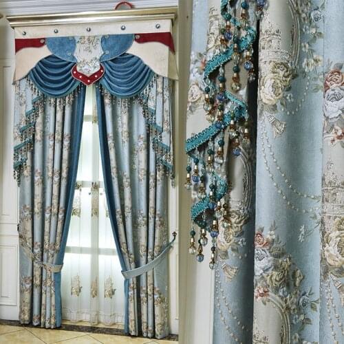 Simple European Jacquard Shade Curtains for Living Dining Room Bedroom