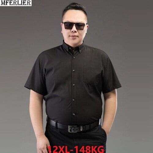 Summer plus size shirts 8XL men short sleeve dress shirts business formal big size 9XL 10XL 11XL 12XL office shirts black 60 64