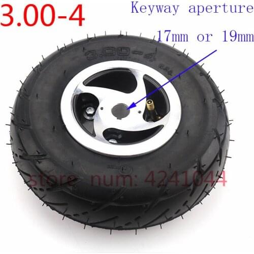 3.00-4 Inner Tube and out tyre with 17mm /19mm Keyway alloy rims for Knobby Scooter Go Kart Electric scooter Highway Wheels