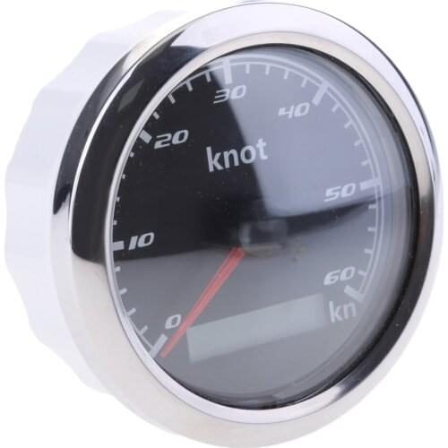 Marine Car Speedometer Gauge 0-60Knot 9-32V 85mm 316L Chrome Black