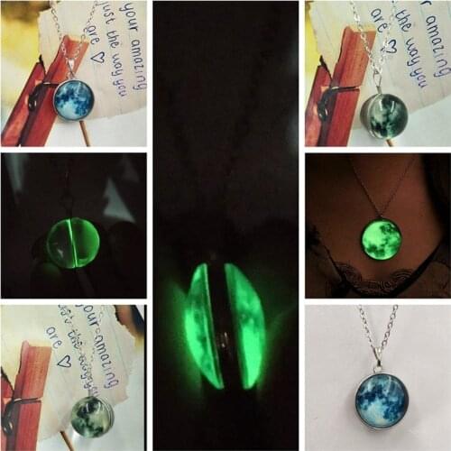 SUTEYI Newest Crystal Planet Glow Necklace Double-sided Round Glow in the Dark Pendant Women Love Necklaces Valentines Day Gift