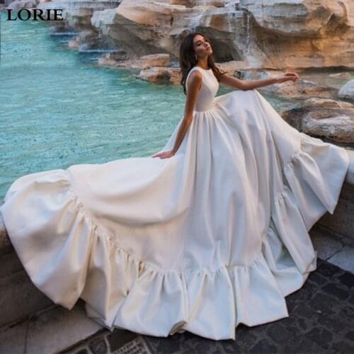 LORIE Princess Wedding Dress A-Line Bride Dresses Satin Boho 2020 Dubai Wedding Gowns Custom Made