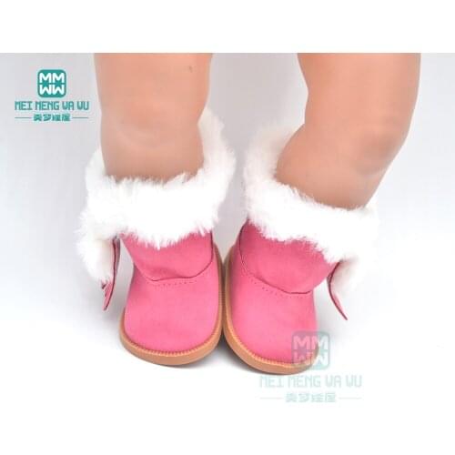 Khaki rose red Thick boots doll shoes fit 43 cm new born dolls accessories and American doll