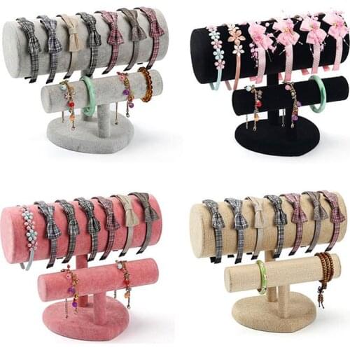 Velvet Headband Display Rack Bracelet Bangle Stand Holder PVC Jewelry Organizer Rack