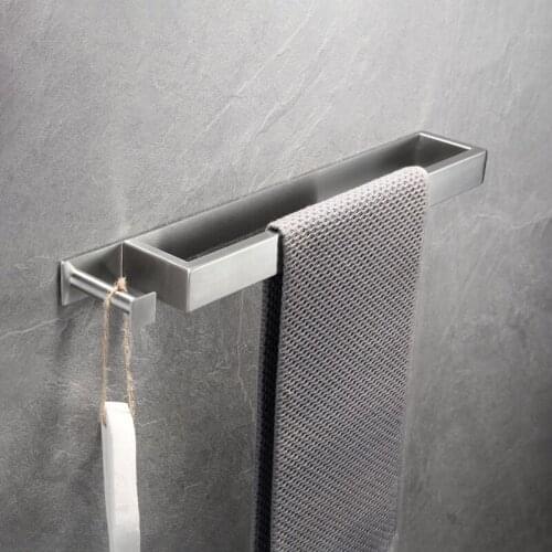 Bathroom Stainless Steel Towel Rack Multi-function Punch-free Towel holder Wall Mounted Kitchen Storage Rack Bathroom Organizer