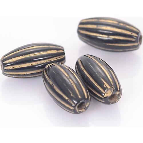 Miasol 300 Pcs 6x12mm Vintage Plating Acrylic Stripe Oval Antique Design Spacers Beads For Diy Jewelry Making Accessories