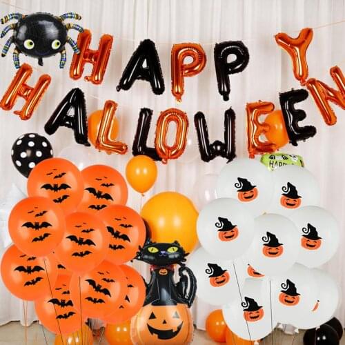 Halloween Balloon Decoration Pumpkin Ghost Spider Bat Skull Shape Foil Balloon Happy Halloween Party Home Helium Globos Supplies