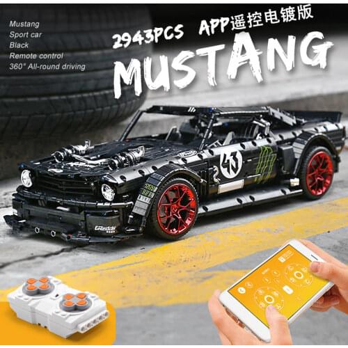 High-Tech 13108 App RC Car Ford Mustang Hoonicorn With Motor Compatible MOC-22970 23009 Building Block Bricks Educational Toys