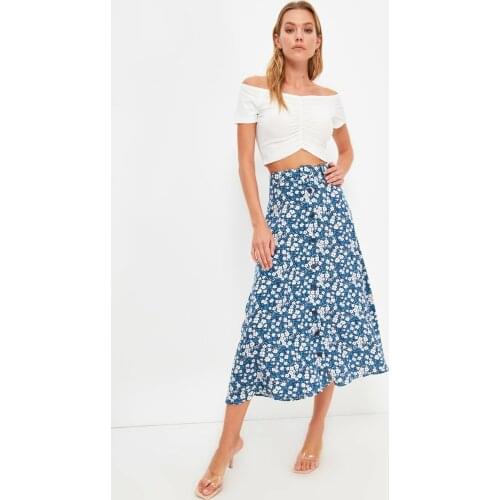 Midi Length Belted Button Detailed A-Line Skirt Womens Spring / Autumn Daily Street Trendy Fashion Praire Chic Style