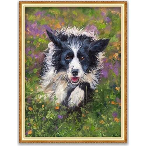 Animal Border Collie DIY Embroidery Cross Stitch 11CT Kits Craft Needlework Set Cotton Thread Printed Canvas Decoration Hot Sell