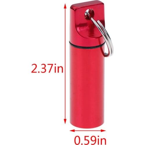 1pc 4 Colors Waterproof Aluminum Pill Box Medicine Case Container Bottle Holder Keychain Carabiner Outdoor Pill Case PillBox