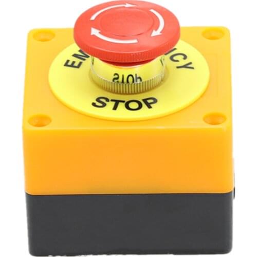 1PCS Plastic Shell Red Sign Push Button Switch DPST Mushroom Emergency Stop Button AC 660V 10A NO+NC LAY37-11ZS