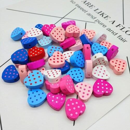 18mm Children Jewelry Wooden Beads Colorful Round Dot Heart Wood Beads DIY Multicolor Jewelry Making Accessories 20PCS/Pack