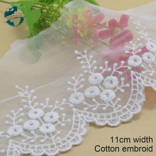 3yards 11cm width Cotton embroid lace sewing ribbon guipure trims fabric dolls lace DIY Garment Accessories wedding lace#3372