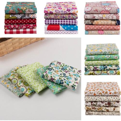 5PCS Cotton Small Floral Printed Patchwork Diy Plain Weave Handmade Patchwork Fabric 25X25Cm Pure Cotton Printed Stitched Fabric