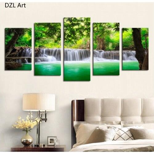 5 Piece Stone waterfall Modern Home Wall Decor Canvas Picture Art HD Print Painting On Canvas