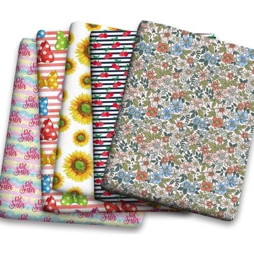 50*150cm Little Sister Flower Cartoon Pattern Printed Leather Polyster Cotton Liverpool Bullet Fabric for DIY Handmade Half Yard