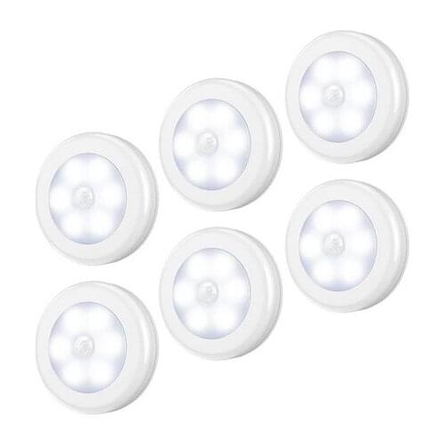 6 LEDs PIR Motion Sensor Light Cupboard Wardrobe Bedroom Night Lamp LED Under Cabinet Night Light For Closet Stairs Kitchen