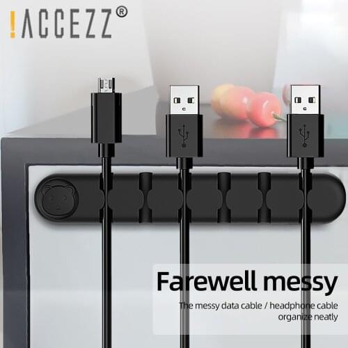 !ACCEZZ 6-Holes Cartoon Cable Organizer Holder Wire Winder Cord Silicone Clip Cables Protector Line Desktop Management Organiser