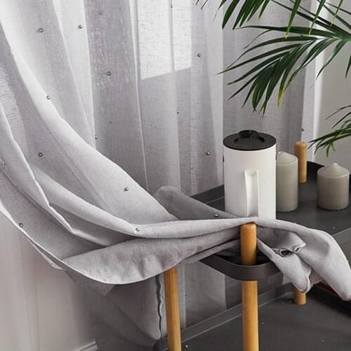 American Gray Light-transmitting Luxury Pearl Thicker Tulle Curtains for Living Room Beaded Sheer Window Screen Bedroom