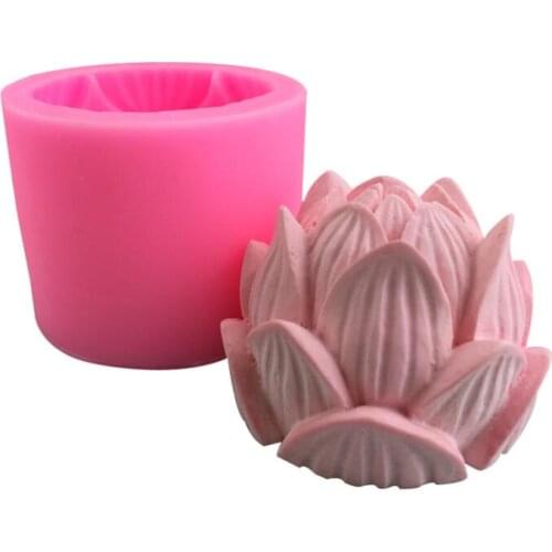 Lotus flower silicone candle mold gypsum plaster silicone mold concrete flower rose mold