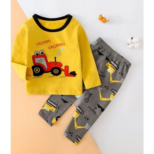TUONXYE Childrens Excavator Pajamas Kids Boys Sleepwear Cotton Suits Child Home Wear Pajamas For Boy Kids Sleepwear Clothing