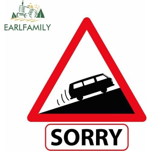 EARLFAMILY 13cm x 11.6cm Decal For Slow Vehicle Sorry Funny Car Stickers Occlusion Scratch Refrigerator Bumper Vinyl Car Wrap