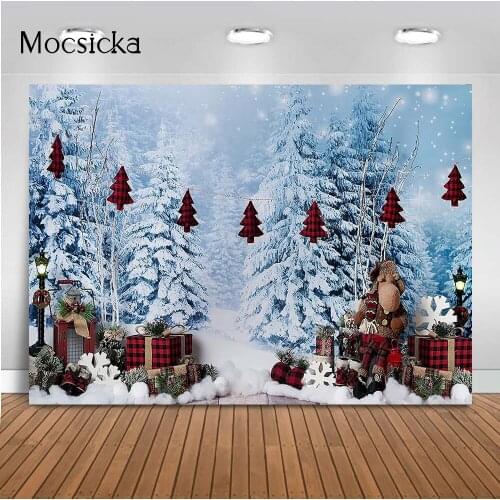 Winter snowflake Christmas Photo Background Buffalo Plaid Safari Jungle Children Baby Portrait Photo Booth Background Studio