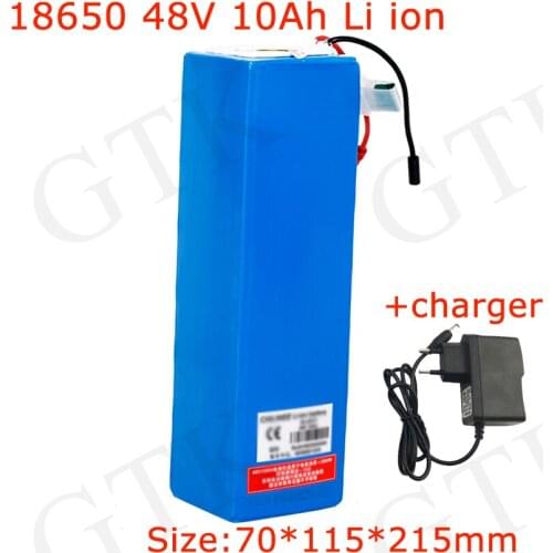 GTK 18650 48V 10Ah lithium battery 500W 750W Electric Bike Battery short size strip tube Type ebike battery+2A charger