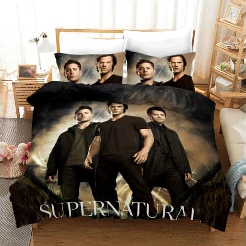 Supernatural Cosplay Costume Bedding Set Duvet Cover Cotton Pillow Cases Twin Full King Queen Size Kids Bedclothes Bed Cover