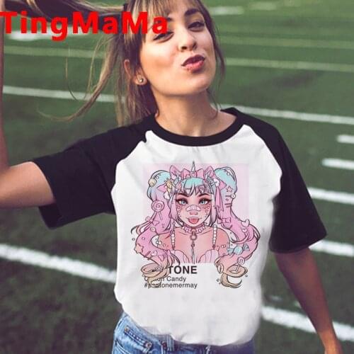 Japanese Anime Harajuku E-girls Punk top tees tshirt women ulzzang 2021 plus size clothes t-shirt kawaii white t shirt