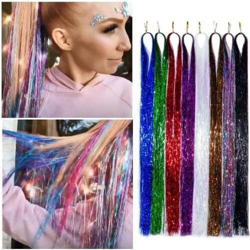 Colorful Sparkle Women Tinsel Braiding Headdress Hair Shiny 39" Extensions for Dazzles Rainbow 120 Hippie