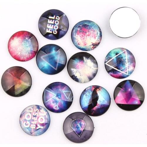 Round Star triangle Glass Cabochon 10/12/16/18/25mm Flatback Dome Cabochon Embellishments Base Setting DIY Accessories Jewelry
