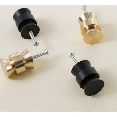 Nordic Brass Knob Golden/Black Drawer Pulls Minimalist Wardrobe Cabinet Brass Single Hole Small Furniture Handle