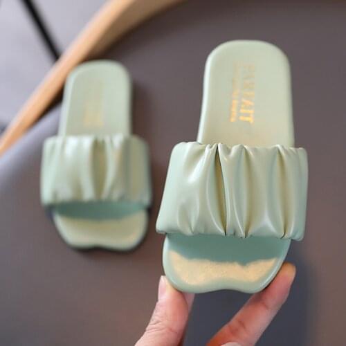 Summer Toddler Infant Kids Baby Girls Slip On Solid Colors Breathable Wear-resistant Non-slip Slippers Soft Soles PU Shoes#g4