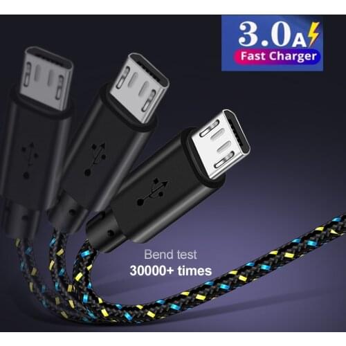 Micro USB Cable Fast Charging Date Nylon 2m/3m For Huawei Xiaomi Redmi Note5 Pro Mobile Phone Accessories Microusb Cord Cables