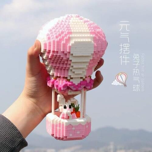 HC Mini diamon blocks hot air balloon Cute Animal Pet Elephant Rabbit micro Building Bricks Educational Toys For Kids Gifts